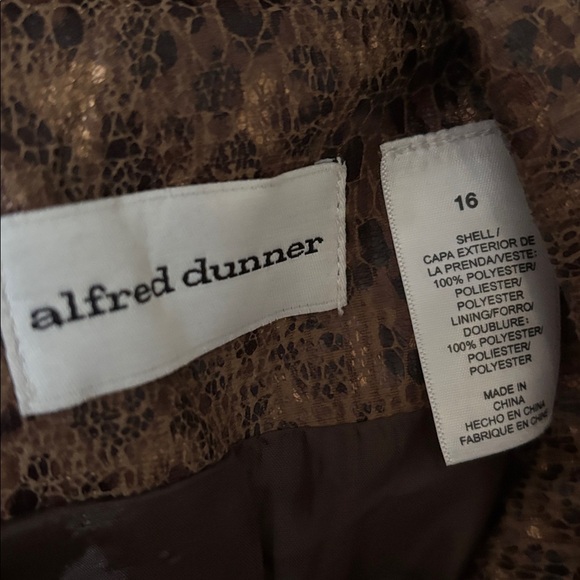 Alfred Dunner Animal Print Jacket Brown Bronze Size 16 Women’s Plus - Picture 3 of 7